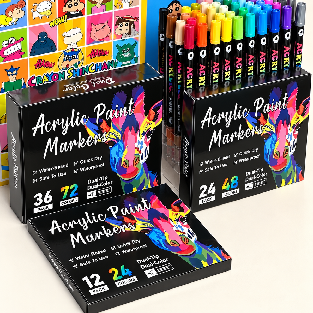 Colorello™ — Set Pennarelli Acrilici Doppia Punta